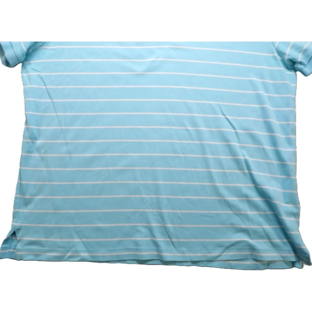 Polo Ralph Lauren Men XL Custom Slim Fit Mesh Polo Blue Striped Red Pony Cotton